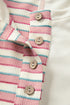 Colorblock Striped Patchwork Henley Pullover Top Exposed-Seam Drop-Shoulder